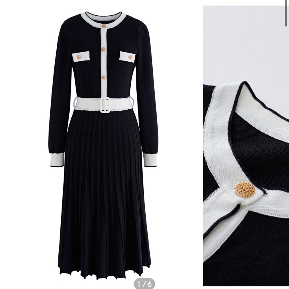 ChicWish belted contrast dress - Picture 2 of 4
